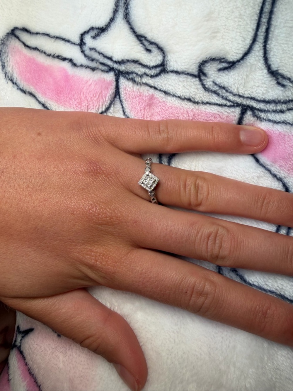 Sterling Silver Diamond-Style Square Halo Ring in Silver